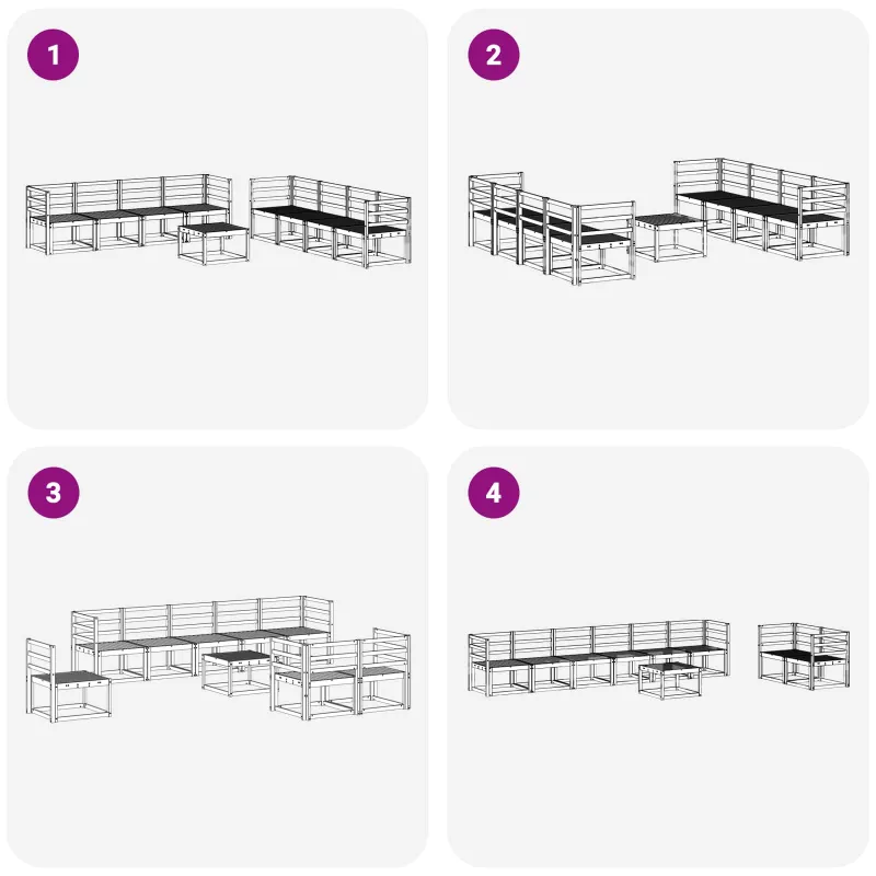 Lauko sofos komplektas 9 pcs Balta 59 x 59 x 37 cm