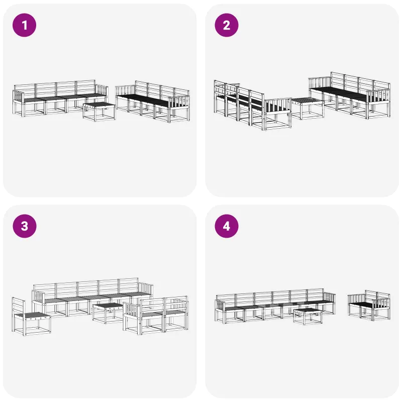 Lauko sofos komplektas 9 pcs Balta 59 x 59 x 37 cm