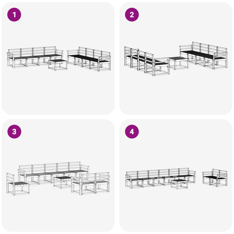 Lauko sofos komplektas 9 pcs Balta 59 x 59 x 37 cm