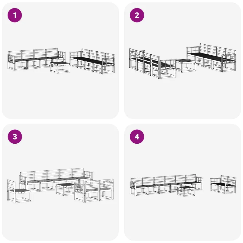 Lauko sofos komplektas 9 pcs Balta 59 x 59 x 37 cm