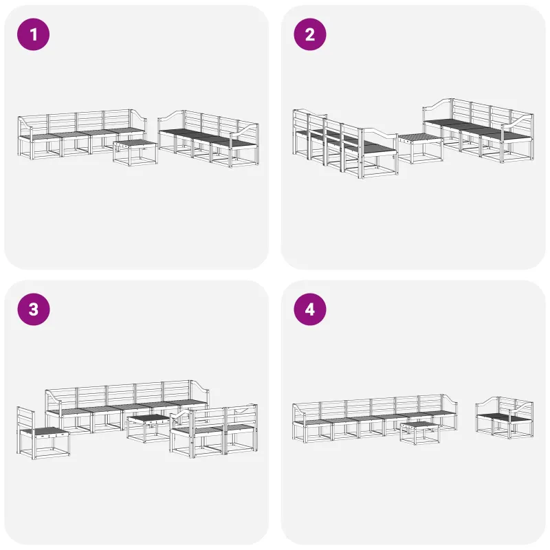 Lauko sofos komplektas 9 pcs Balta 59 x 59 x 37 cm
