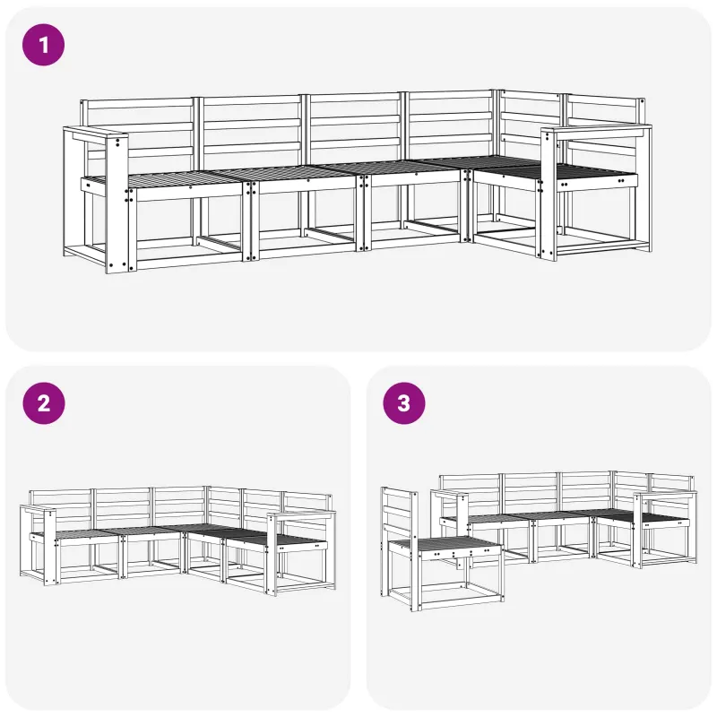 Lauko sofos komplektas 5 pcs Balta Kietos akacijos mediena