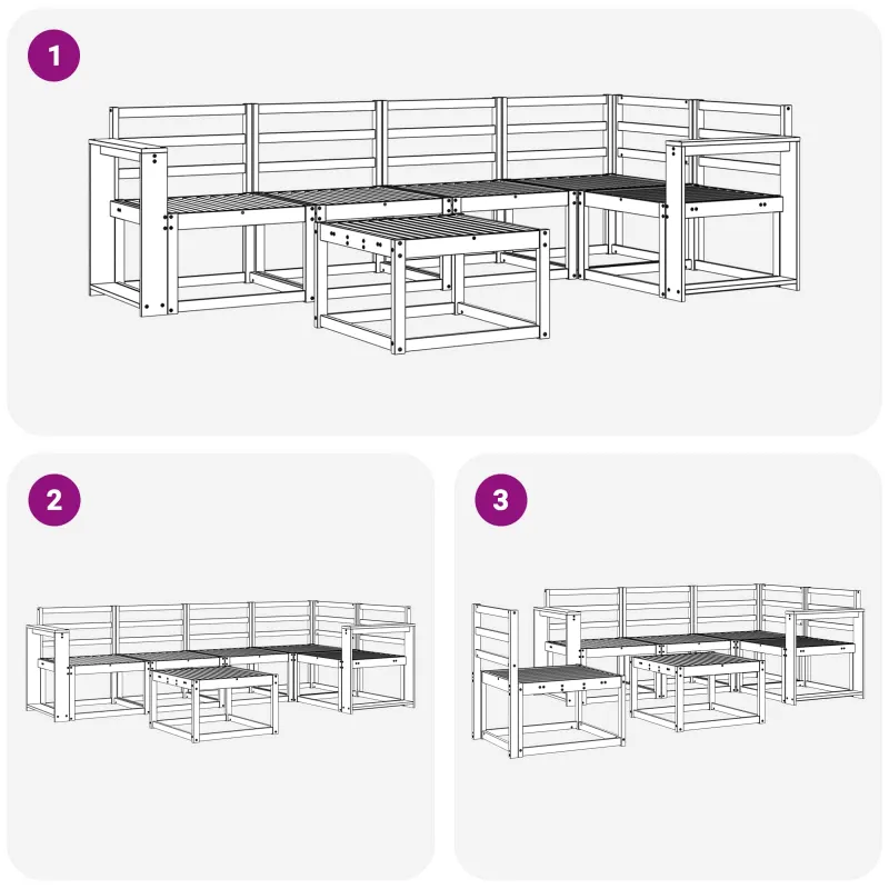 Lauko sofos komplektas 6 pcs Balta Kietos akacijos mediena