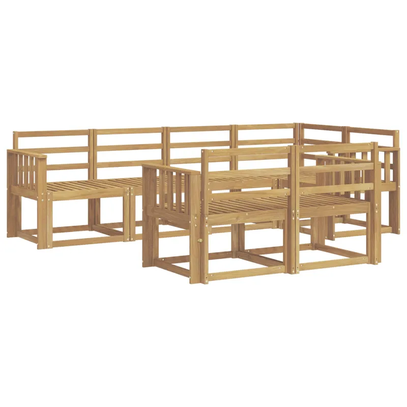Lauko sofos komplektas 7 pcs Balta Kietos akacijos mediena
