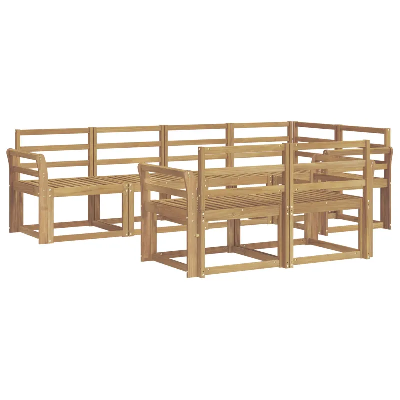 Lauko sofos komplektas 7 pcs Balta Kietos akacijos mediena
