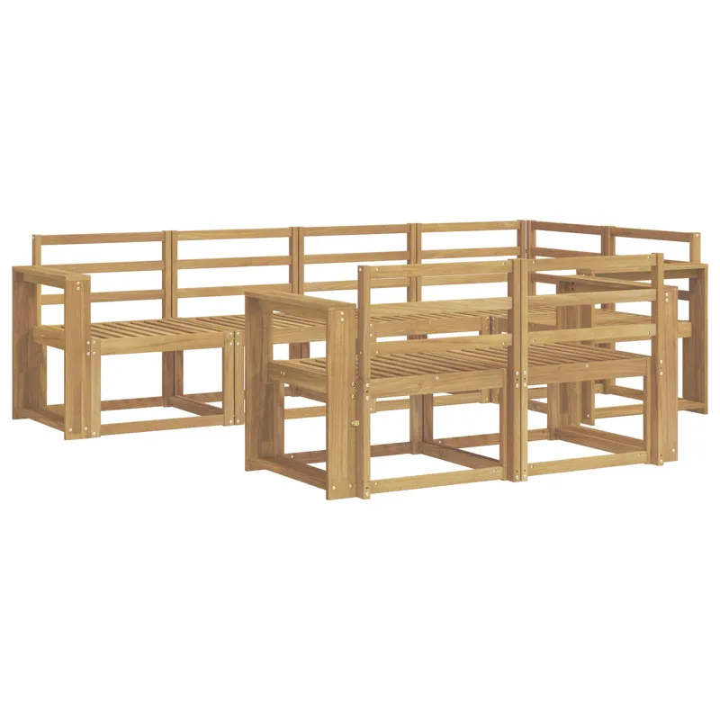 Lauko sofos komplektas 7 pcs Balta Kietos akacijos mediena