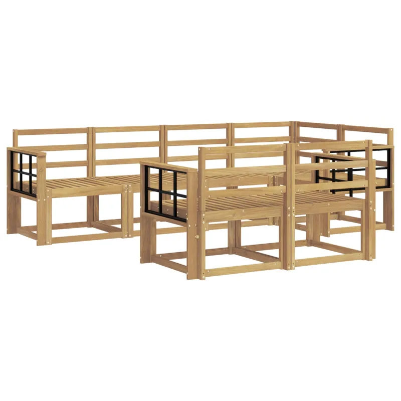 Lauko sofos komplektas 7 pcs Balta Kietos akacijos mediena