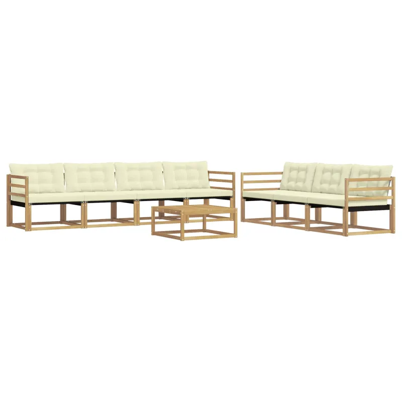 Lauko sofos komplektas 8 pcs Balta ir kreminė