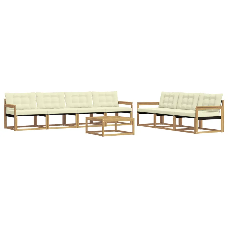Lauko sofos komplektas 8 pcs Balta ir kreminė