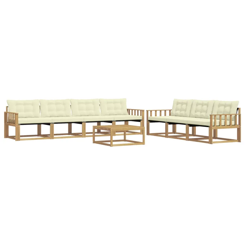 Lauko sofos komplektas 8 pcs Balta ir kreminė