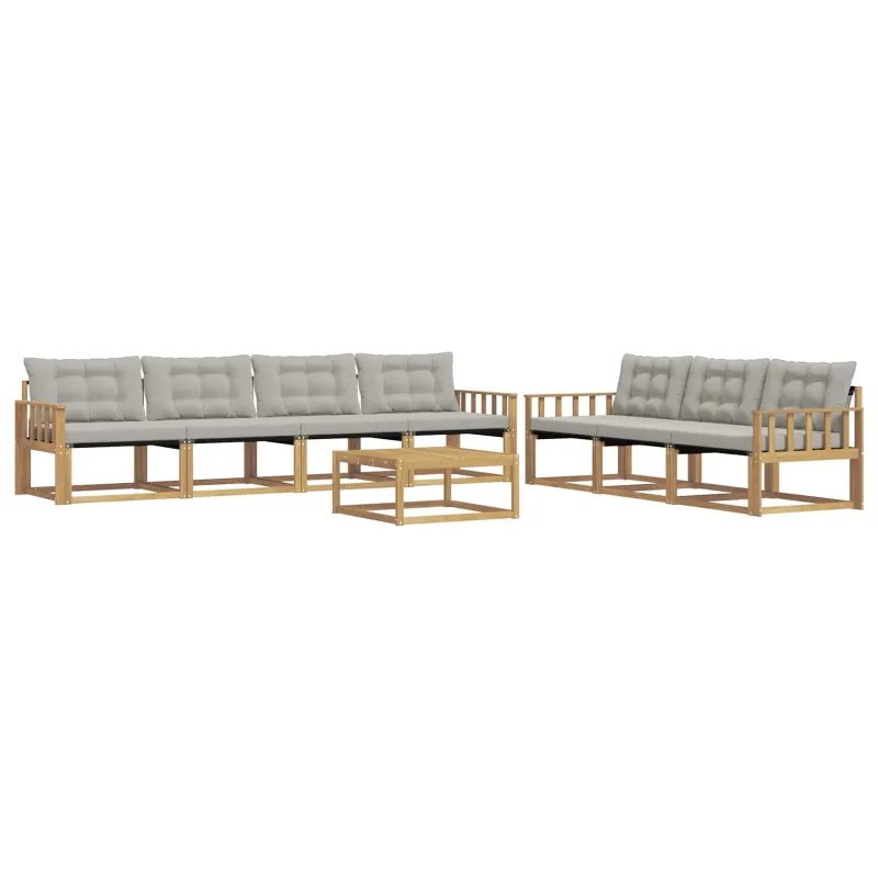 Lauko sofos komplektas 8 pcs Balta ir šviesiai pilka