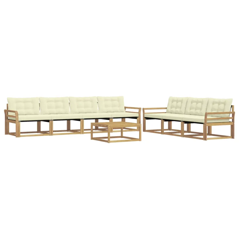 Lauko sofos komplektas 8 pcs Balta ir kreminė