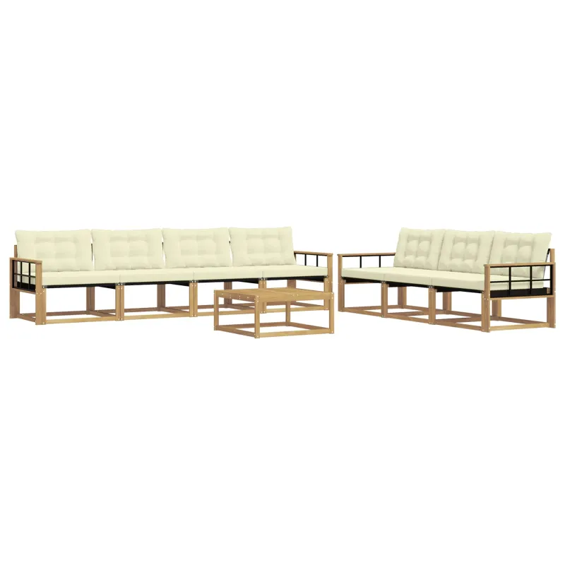 Lauko sofos komplektas 8 pcs Balta ir kreminė