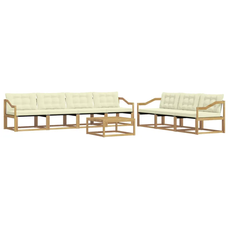 Lauko sofos komplektas 8 pcs Balta ir kreminė
