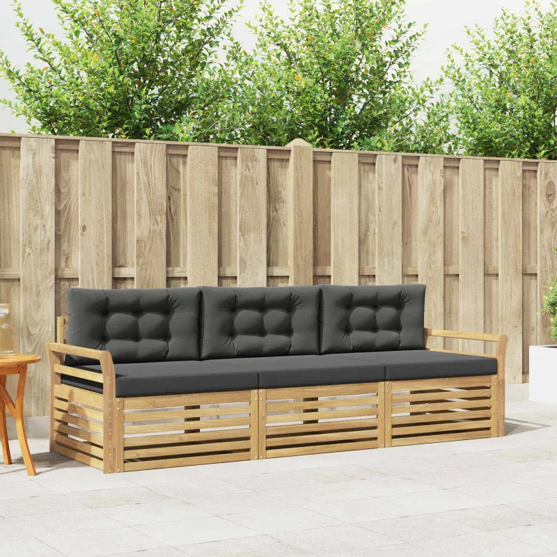 Lauko sofos komplektas 3 pcs Balta ir antracito
