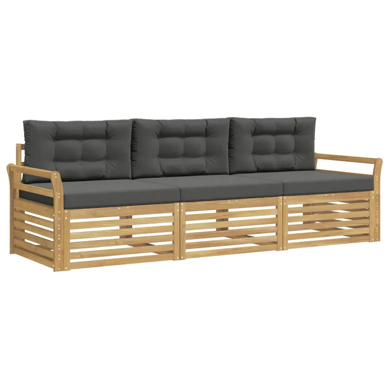 Lauko sofos komplektas 3 pcs Balta ir antracito