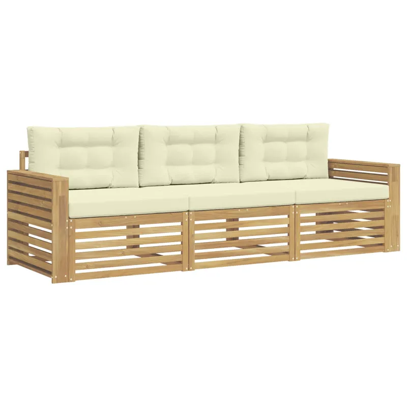 Lauko sofos komplektas 3 pcs Balta ir kreminė