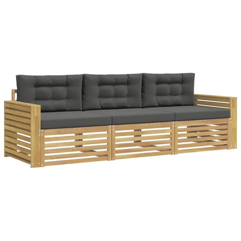 Lauko sofos komplektas 3 pcs Balta ir antracito