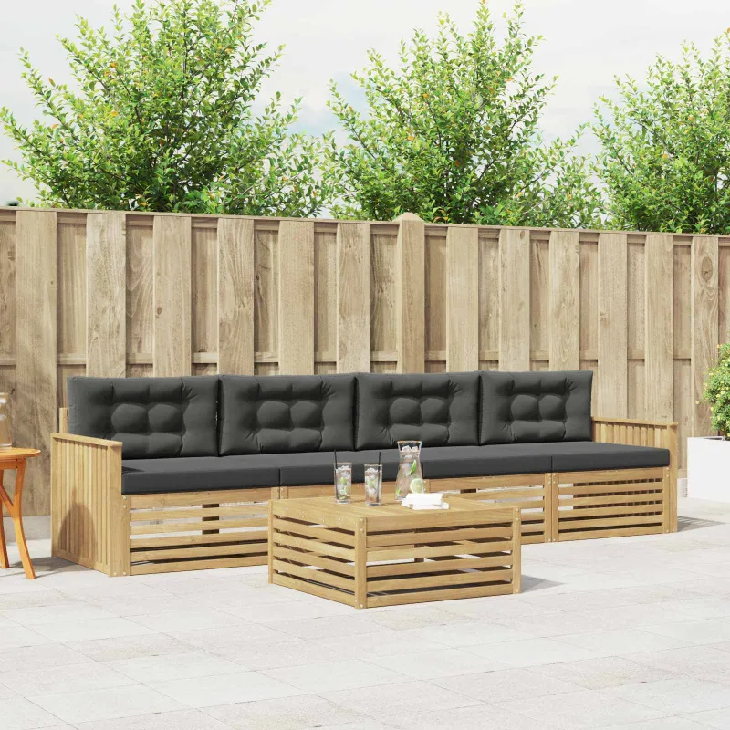 Lauko sofos komplektas 5 pcs Balta ir antracito