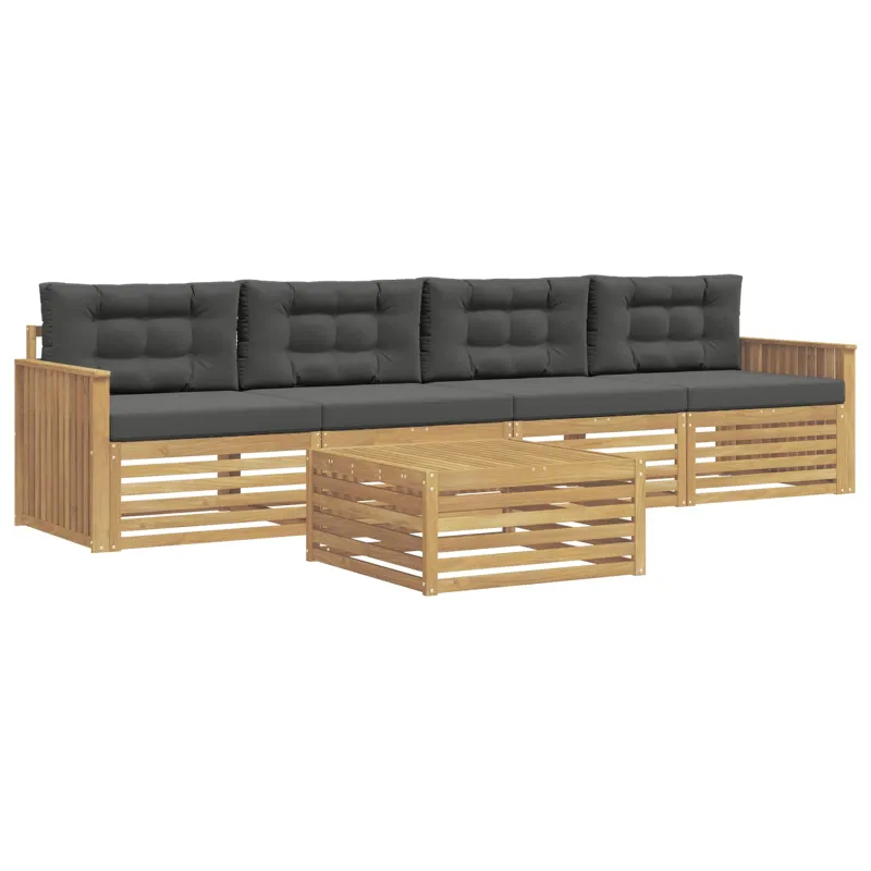 Lauko sofos komplektas 5 pcs Balta ir antracito