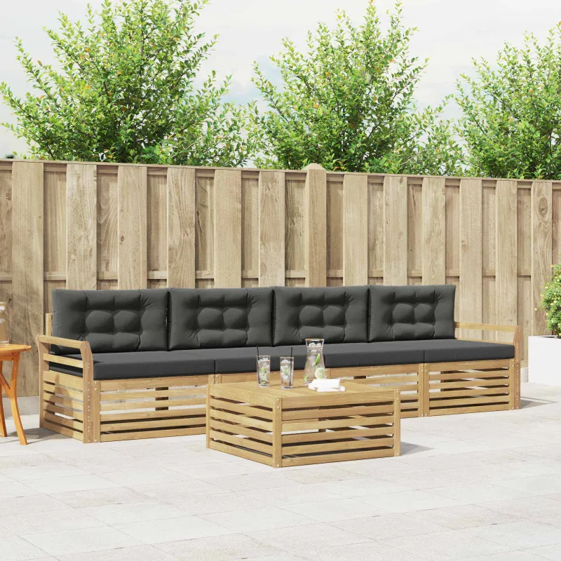 Lauko sofos komplektas 5 pcs Balta ir antracito