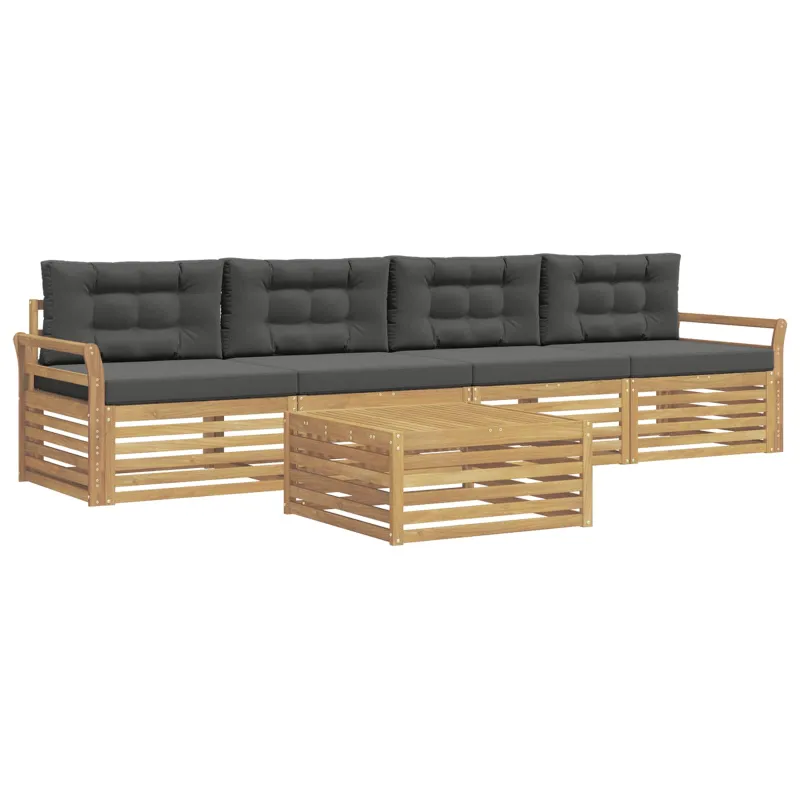 Lauko sofos komplektas 5 pcs Balta ir antracito