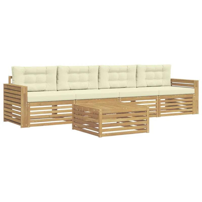 Lauko sofos komplektas 5 pcs Balta ir kreminė