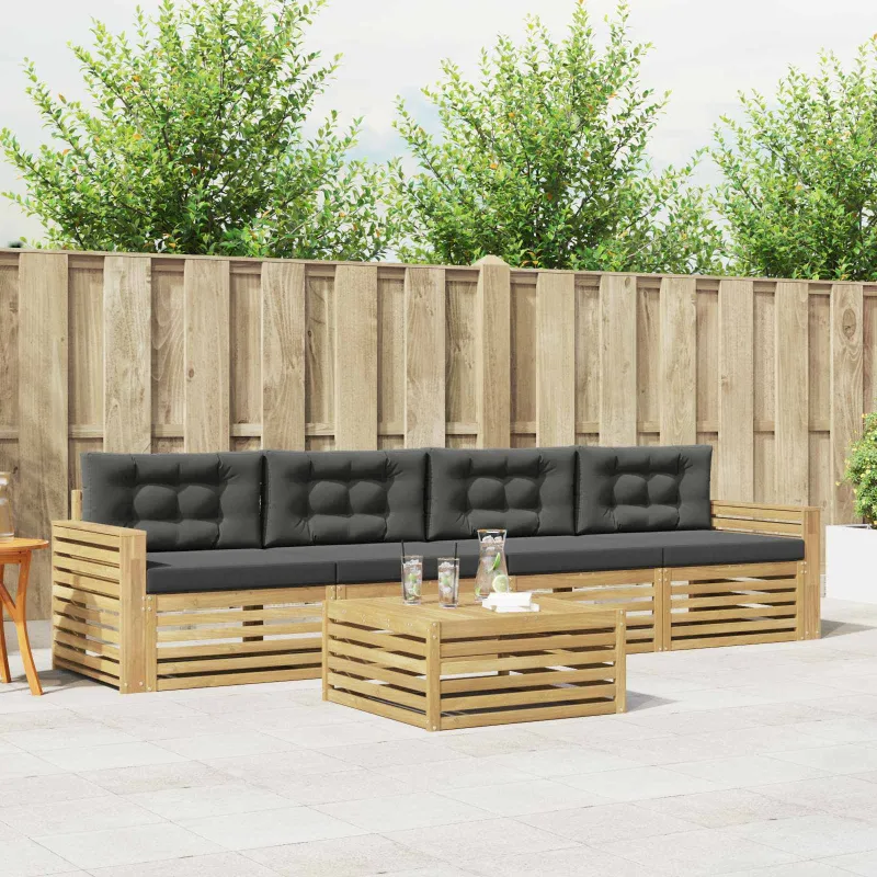 Lauko sofos komplektas 5 pcs Balta ir antracito