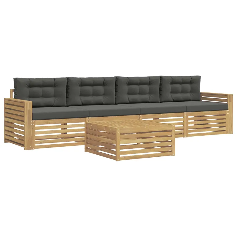 Lauko sofos komplektas 5 pcs Balta ir antracito
