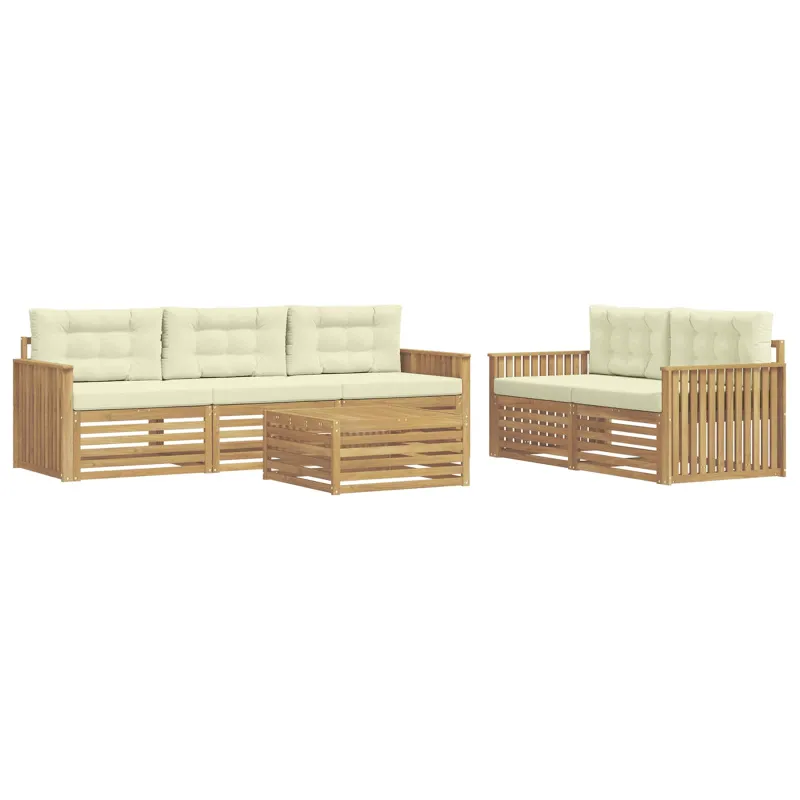 Lauko sofos komplektas 6 pcs Balta ir kreminė