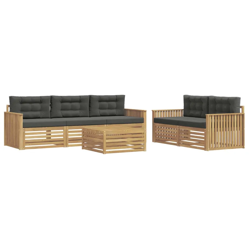 Lauko sofos komplektas 6 pcs Balta ir antracito