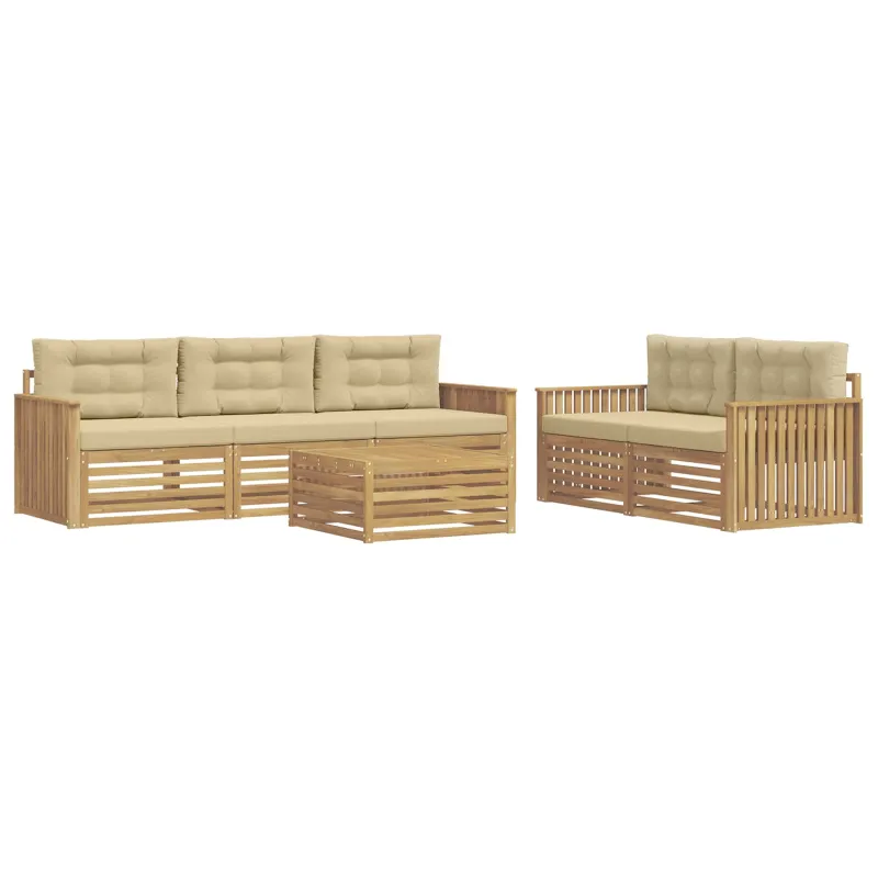Lauko sofos komplektas 6 pcs Balta ir kreminė
