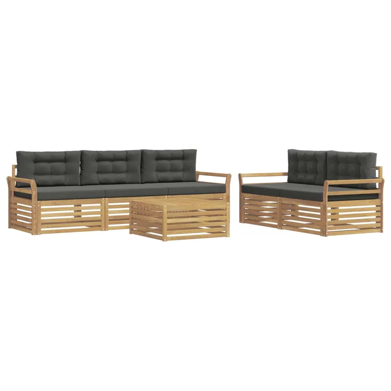 Lauko sofos komplektas 6 pcs Balta ir antracito