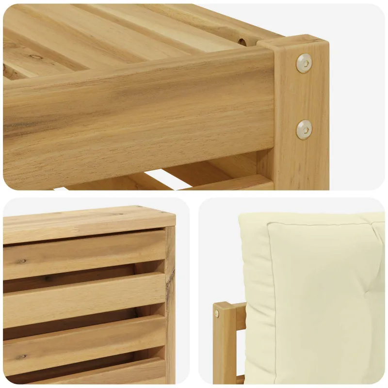 Lauko sofos komplektas 6 pcs Balta ir kreminė