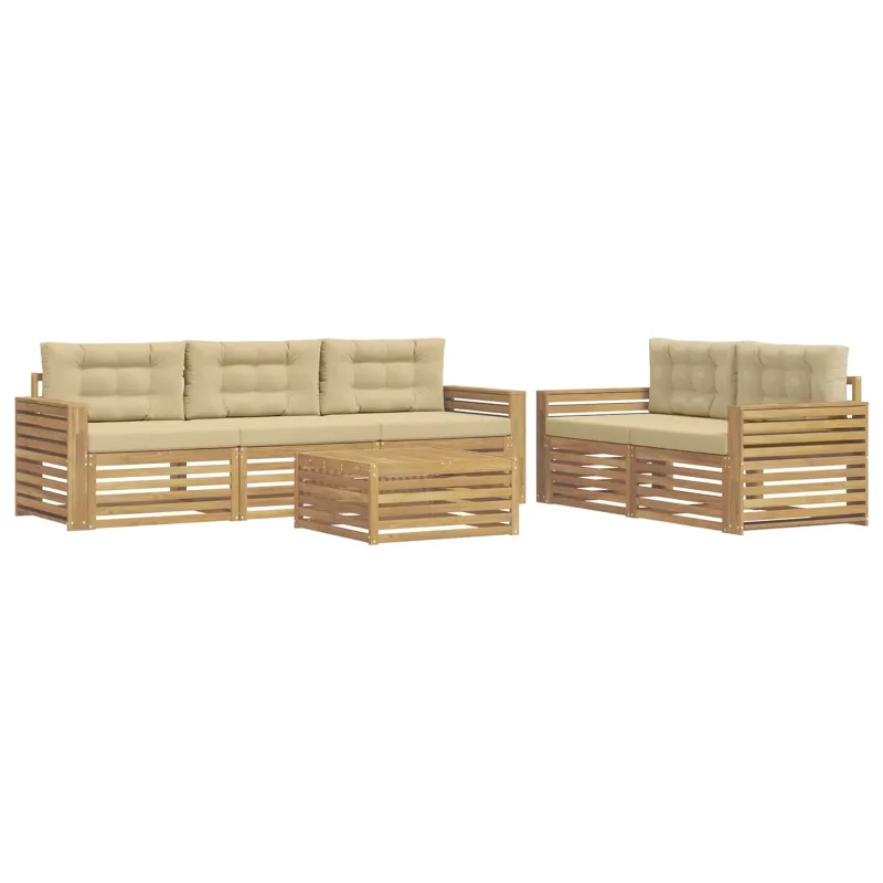 Lauko sofos komplektas 6 pcs Balta ir kreminė