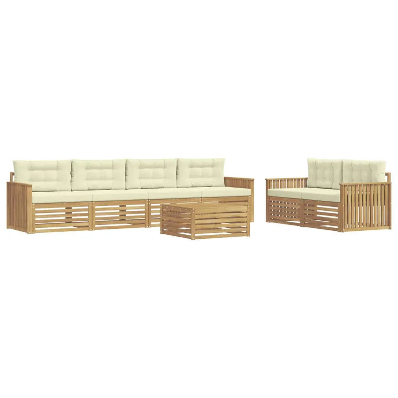 Lauko sofos komplektas 7 pcs Balta ir kreminė
