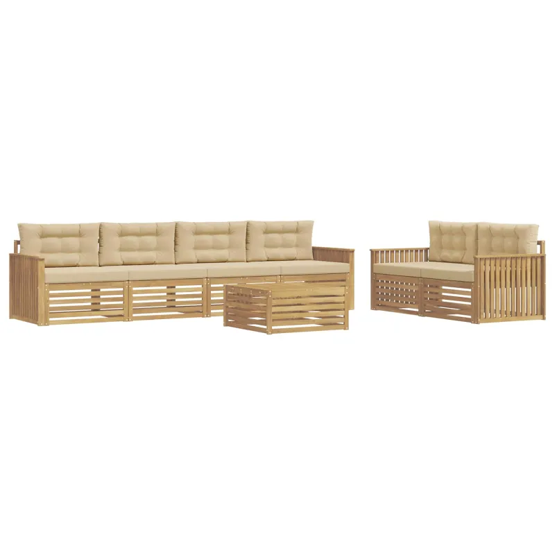 Lauko sofos komplektas 7 pcs Balta ir kreminė