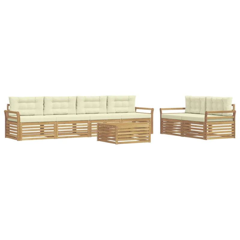Lauko sofos komplektas 7 pcs Balta ir kreminė