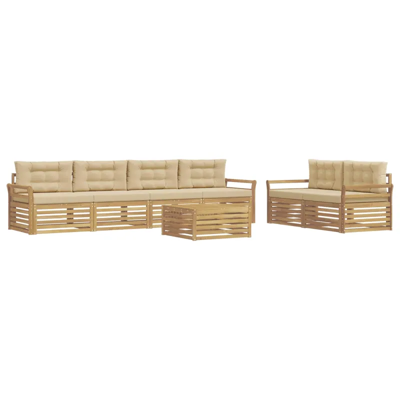 Lauko sofos komplektas 7 pcs Balta ir kreminė