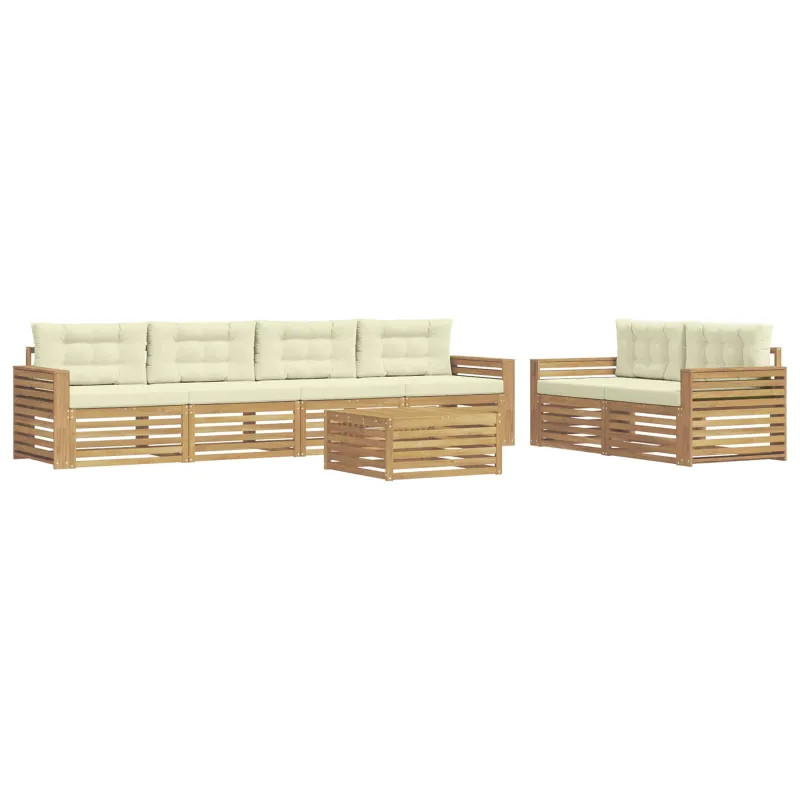 Lauko sofos komplektas 7 pcs Balta ir kreminė