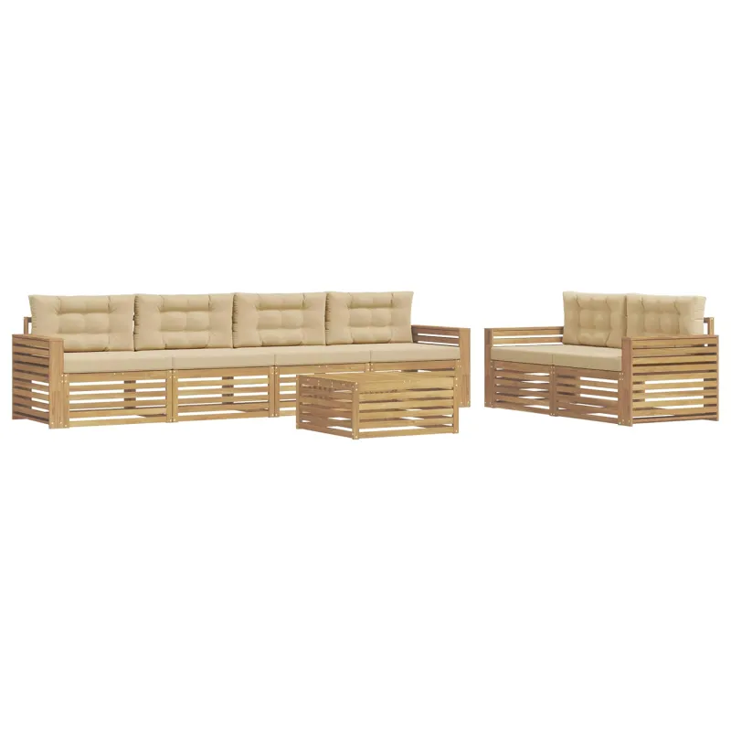Lauko sofos komplektas 7 pcs Balta ir kreminė