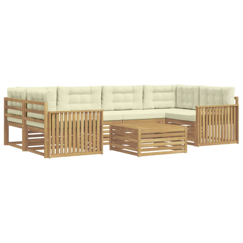 Lauko sofos komplektas 7 pcs Balta ir kreminė