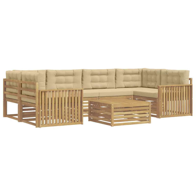 Lauko sofos komplektas 7 pcs Balta ir kreminė