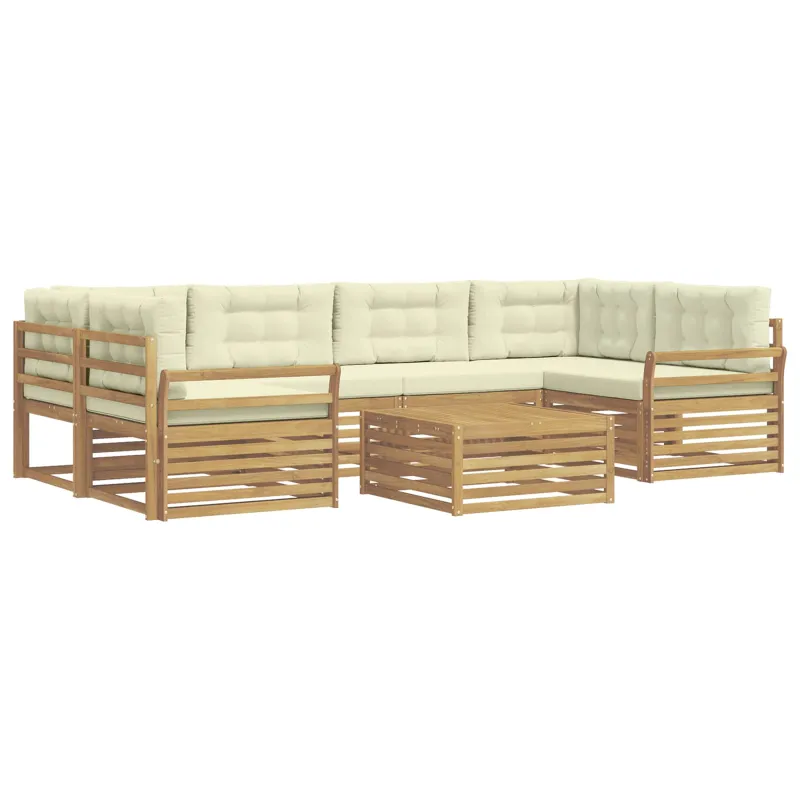 Lauko sofos komplektas 7 pcs Balta ir kreminė