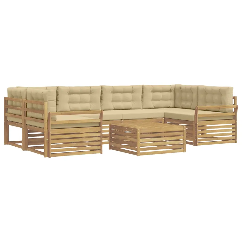Lauko sofos komplektas 7 pcs Balta ir kreminė