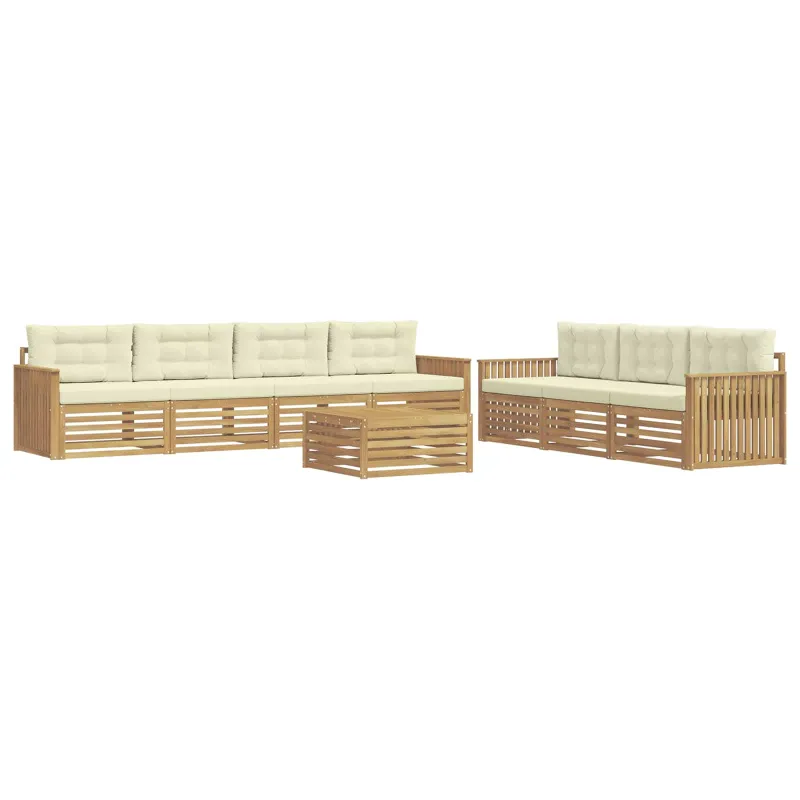 Lauko sofos komplektas 8 pcs Balta ir kreminė
