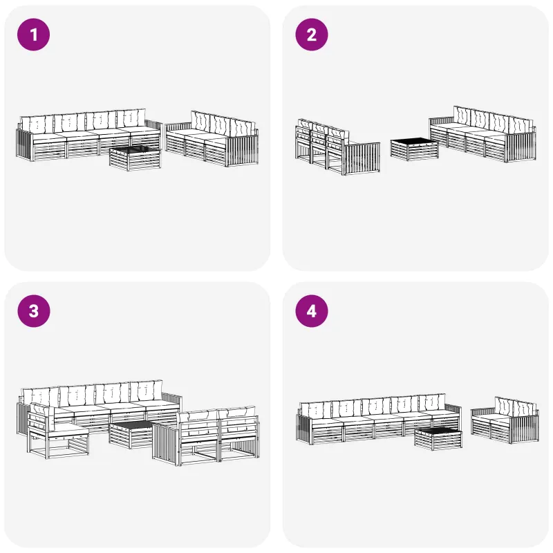 Lauko sofos komplektas 8 pcs Balta ir kreminė