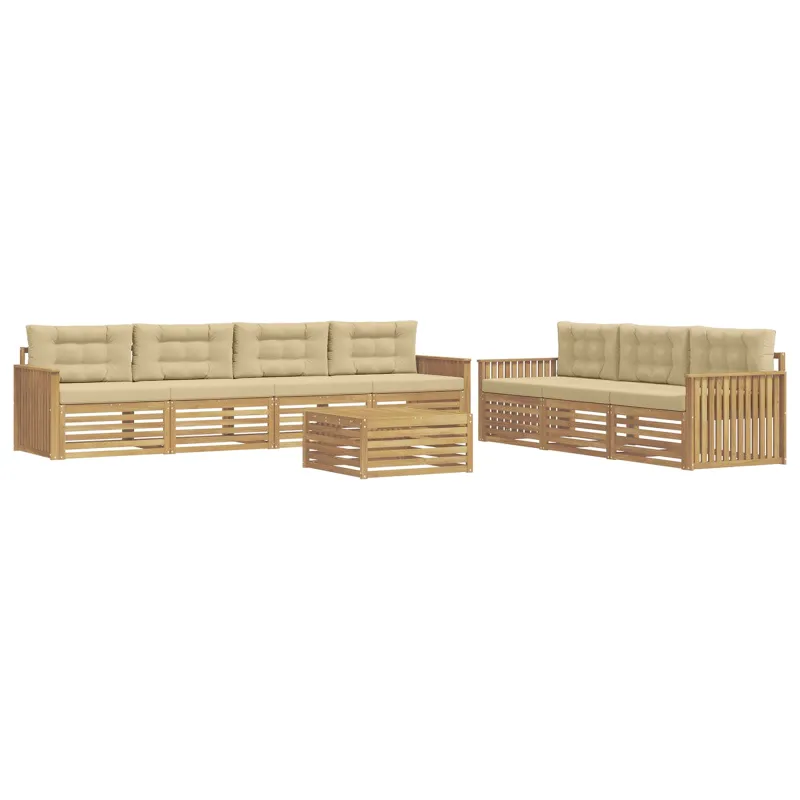 Lauko sofos komplektas 8 pcs Balta ir kreminė
