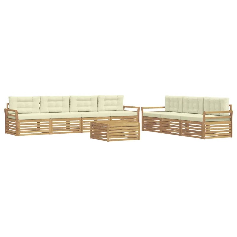 Lauko sofos komplektas 8 pcs Balta ir kreminė