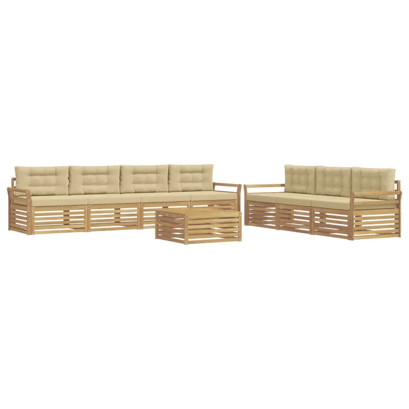 Lauko sofos komplektas 8 pcs Balta ir kreminė